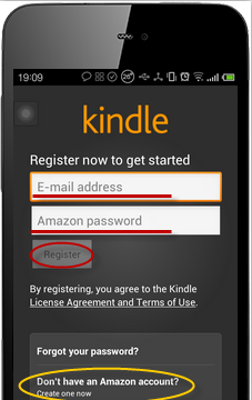 connect your amazon account to kindle app on Galaxy S5