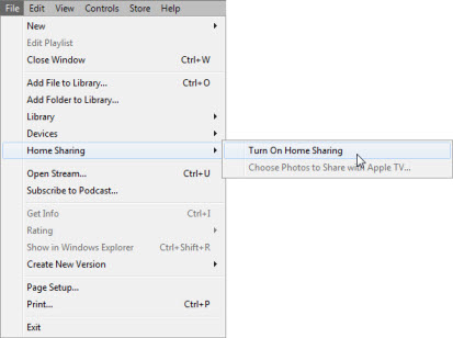 turn on homesharing