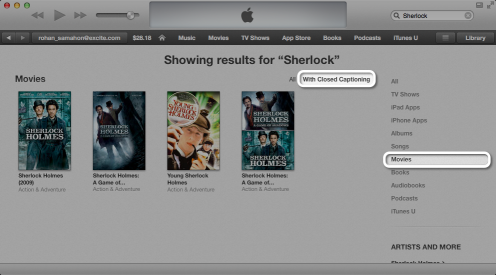 identify itunes movie with CC