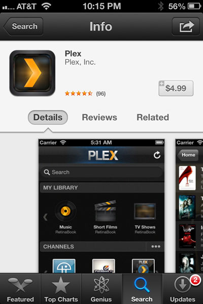 plex app for iOS or android devices