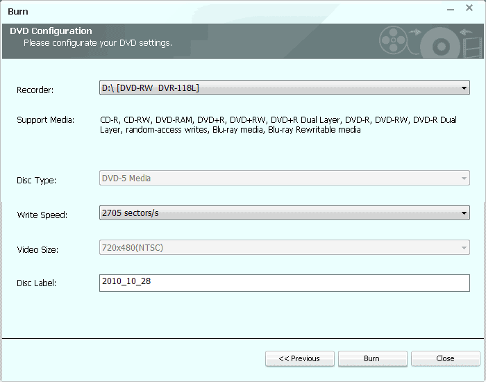 change the output directory